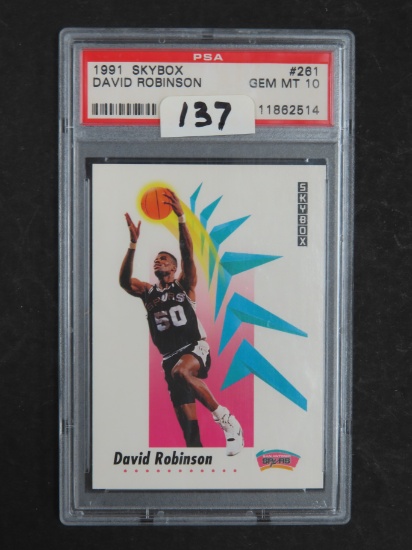 1991 Skybox #261 David Robinson, PSA Graded TEN. Note: foreign material inside the case on reverse