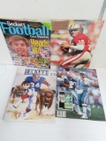 Four (4) 1990s Football Becketts For One Money incl covers of Elway, Montana, Marino, Thurmon Thomas
