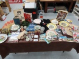 NO SHIPPING, PICK-UP ONLY: Table Lot All One Money. Look at Pics. Glassware, Comics, State Plates