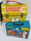 Both For One Money: Vintage Thermos Lunch Boxes, Metal Snoopy (1968) and Vinyl Casper (1970's).