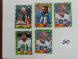 Five (5) 1986 Topps Football Rookie Cards incl Reggie White, Boomer Esiason, Bruce Smith and Andre