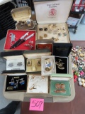 Large Lot of Cuff Links and Tie Tacks, All One Money, Estate Find.