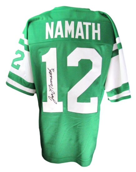 Joe Namath New York Jets Autographed/Signed Green Custom Jersey JSA 135595