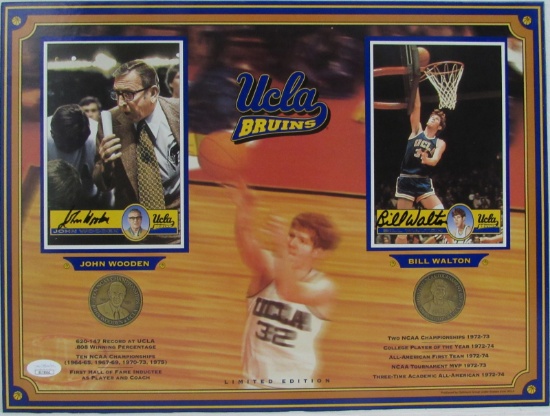 John Wooden / Bill Walton Dual-Signed/Autographed Post Card Set JSA 146320