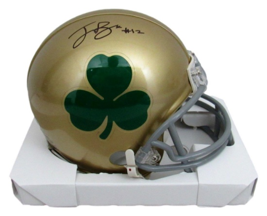 Ian Book Signed/Auto Notre Dame Clover Leaf Gold Mini Helmet Beckett