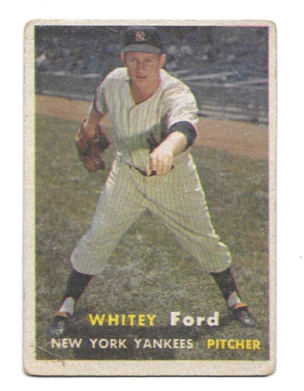 Vintage 1957 Topps Whitey Ford New York Yankees Card #25
