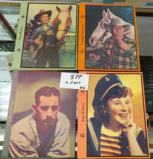 Ten (10) of Each: Aprox. 8"x10" Publicity Prints of Roy Rogers, Charles Gehringer (Baseball, HOF),