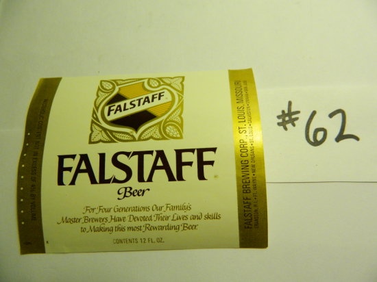 Twenty (20) 1970's Falstaff Beer Bottle Labels for 12 oz, Un-Used