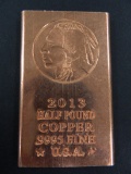 1/2 Pound .9995 Fine Copper Bullion Bar