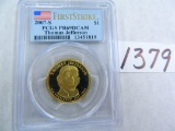 2007-S Thomas Jefferson Dollar, FIRST STRIKE, PCGS Graded PR69 Deep Cameo