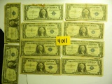 Ten (10) 1957 & 1957A Blue Seal One Dollar Silver Certificates, All One Money. Read Below:
