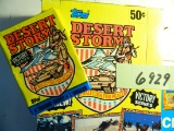 Six (6) packs of 1991 Topps Desert Storm Trading Cards, Unopened, 8 cards and 1 sticker per pack
