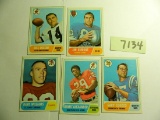 Five (5) 1968 Topps Football Cards, All One Money
