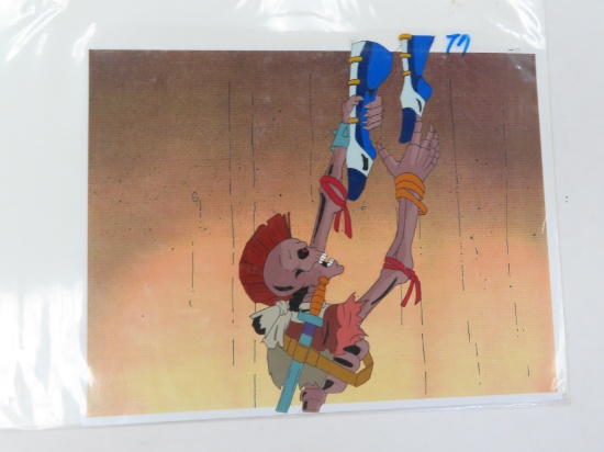 Original 9"x11" Hand Painted Animation Cel from the TV Show Skeleton Warriors. with COA, SCARCE!