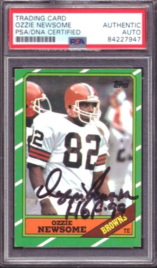 1986 TOPPS #191 Ozzie Newsome Browns Signed/Autographed Card PSA/DNA 152535