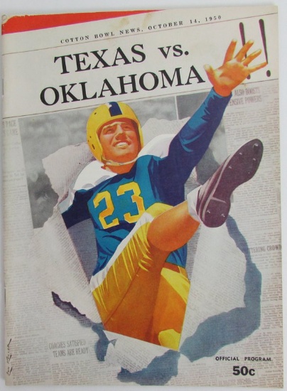 1950 Oklahoma Sooners vs. Texas Longhorns Football Program 138128