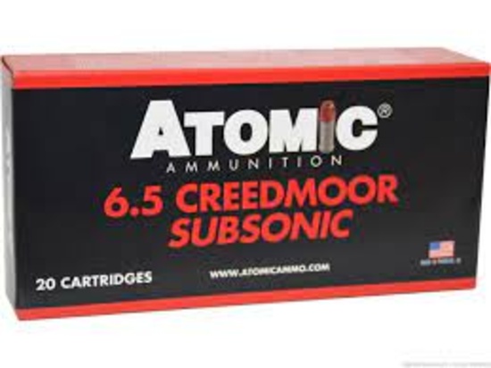 TWO HUNDRED (200) Cartrdiges: ATOMIC AMMO 6.5 CREEDMOOR SUBSONIC 129GR, Hollow Point. A004829