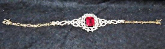 14KT Yellow Gold Ladies Ruby & Diamond Bracelet,  7 3/4" Length, Retail Replacement Value $11,950