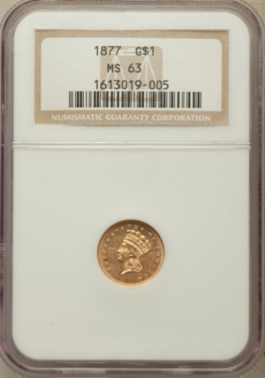 1877 G$1 MS63 NGC Graded