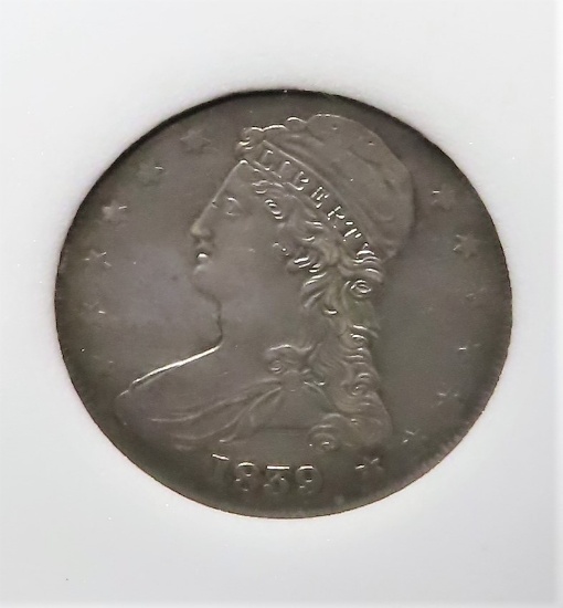 1839 Capped Bust Half Dollar, AGP Graded AU53