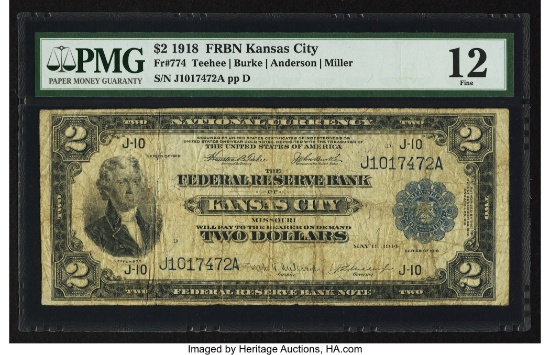 Fr. 774 $2 1918 Federal Reserve Bank Note PMG Fine 12