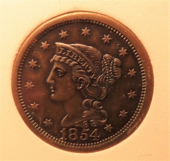 1854 Large Cent, EMGC Graded MS65-RB