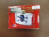 MAXAM 3 ox Stainless Stell Belt Buckle Flask with Skull and Crossbones. UNUSED