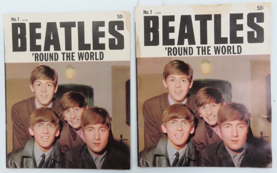 Both For One Money: TWO (2) 1964 Beatles 'Round the World Magazines No. 1, both have water damage