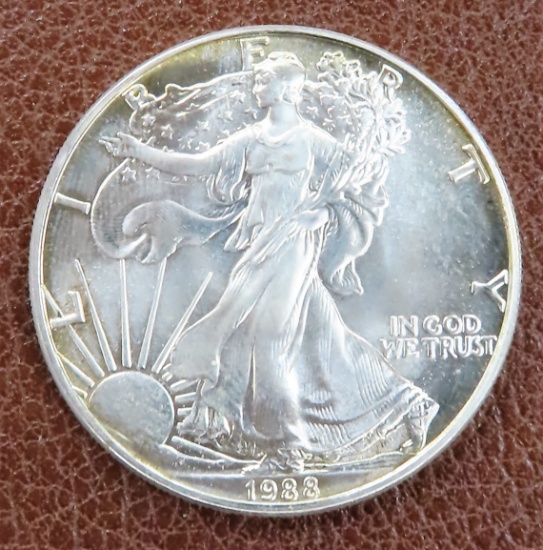 1988 U.S. Silver Eagle, One Ounce .999 Fine Silver.