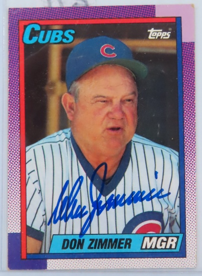 Don Zimmer Signed 1990 Topps Baseball Card, Deceased 2014, NO COA, Estate Find, HAC Does Not