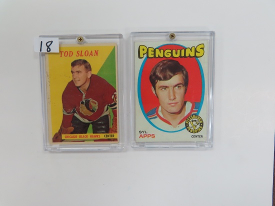 Both For One Money: 1958-59 Topps Hockey #42 Tod Sloan AND 1971-72 SYL APPS JR. #77 ROOKIE