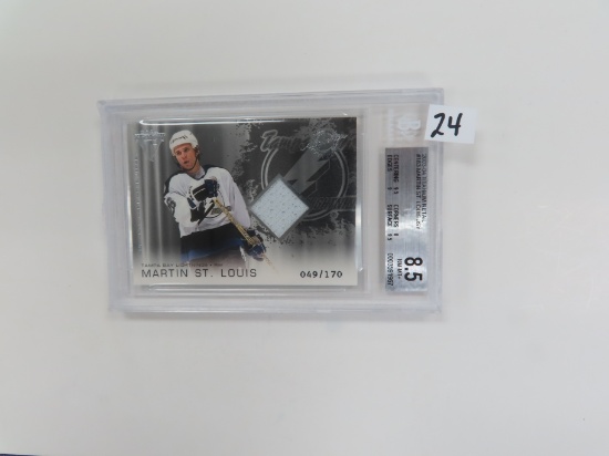 #49/170 2003-04 Titanium Retail, #183 Martin St. Louis, Game Worn Jersy Card, Beckett Graded 8.5