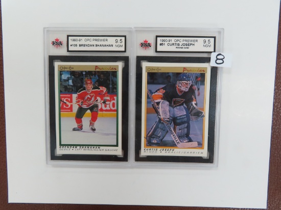 TWO (2) For One Money: 1990-91 OPC Premier, KSA Graded 9.5 incl #51 Curtis Joseph and #105 Brendan