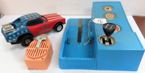 1973 Hasbro Stick Shifters Old Glory, Untested. pop a wheelie, battery operated, wtih box (poor)