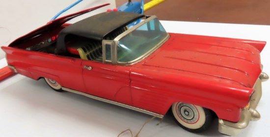 Yonezawa Cragstan 60’s Lincoln Convertible Retractable Top Battery Operated 11.5" old tin toy car,
