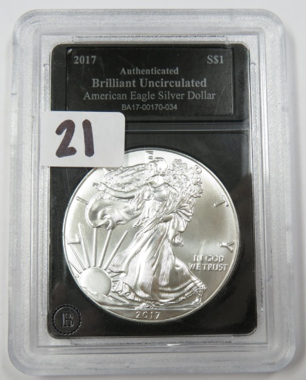 2017 U.S. Silver Eagle, BU, One Ounce .999 Fine Silver .