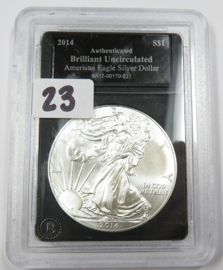 2014 U.S. Silver Eagle, BU, One Ounce .999 Fine Silver.
