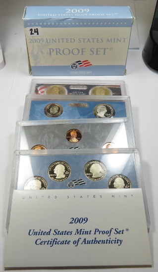 2009 U.S. Proof Set incl. Sacagawea, Pres $s, Kennedy Half, U.S. Territory Quarters, Cents 4 holder