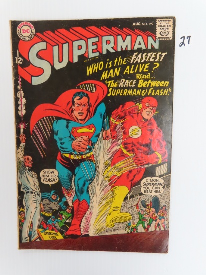 Superman #199 - DC 1967 1st Superman vs. Flash Race