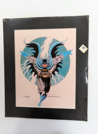 Signed by Pat Broderick 1990, #489/5000 Batman Lithograph, matted. 14.5"x17"