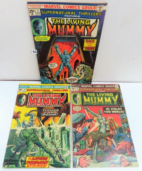 Three (3) For One Money: Marvel Comics, Supernatural Thrillers #7,#8 and #9. The Living Mummy. 1974.