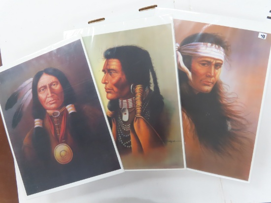 Three (3) For One Money: Z Garcia Native American Prints, 11"x14". age and authenticity unknown.