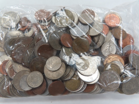 Estate Find: Two (2) LBS of Foreign Coins, World Coins. Metal Content Unknown. AS FOUND.