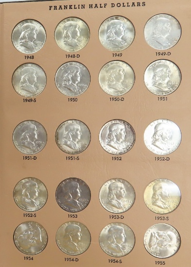 Complete Book of Silver Franklin Half Dollars, 35 Total, $8.60 melt value each (9-15-21) $301 Total