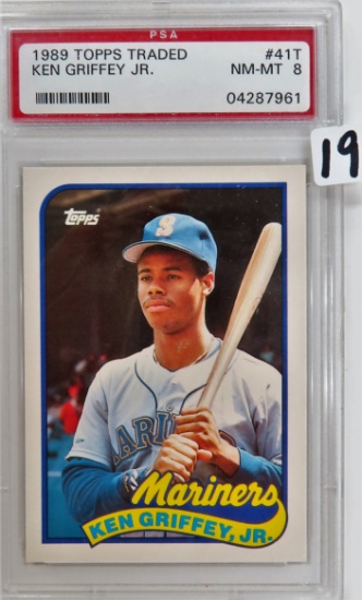 1989 Topps#41T Ken Griffey Jr ROOKIE CARD Seattle Mariners PSA Graded EIGHT