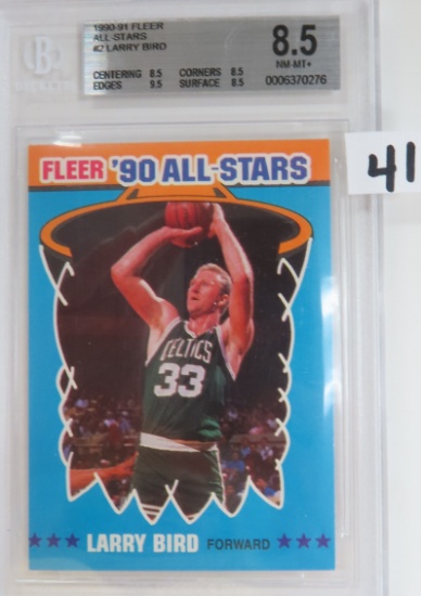 1990-91 FLEER ALL-STARS BASKETBALL #2 LARRY BIRD, BECKETT GRADED 8.5
