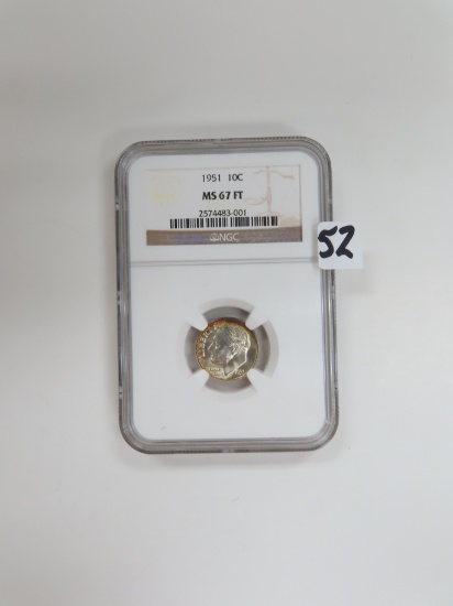 1951 Ten Cent, NGC Graded MS67 FT. ONLY 24 Higher!