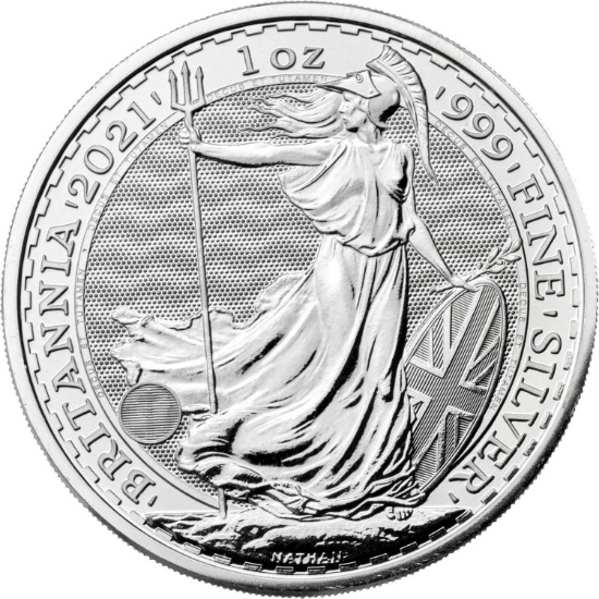 2021 Great Britain 1 oz Silver Britannia Coin, .999 Fine Silver,