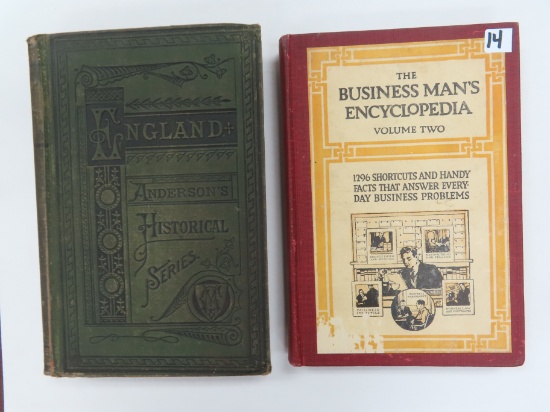 1912 Business Man's Encyclopedia (vol.2) AND 1881 School History of England. Both One Money