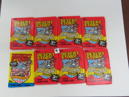 Eight (8) 1991 Topps Desert Storm Unopened Packs, All One $